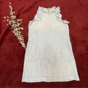 Anthropologie ❤️ Cloth & Stone Light Blue Sleeveless Pockets Denim Look Dress M